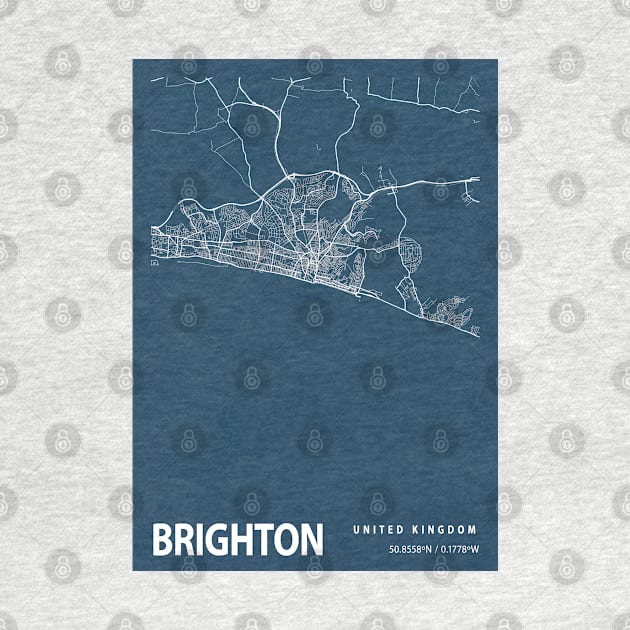 Brighton Blueprint Street Map, Brighton Colour Map Prints by tienstencil